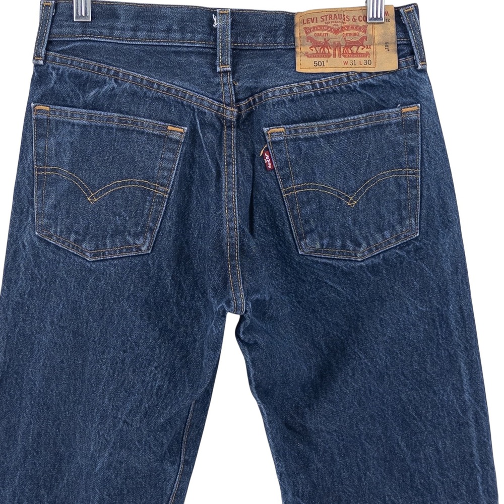 Levi's 501 Men's Straight Jeans in Dark Blue Denim - Picture 6 of 16